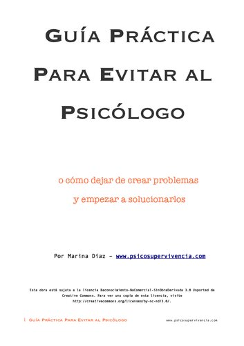 Guia Practica Para Evitar Al Psicologo