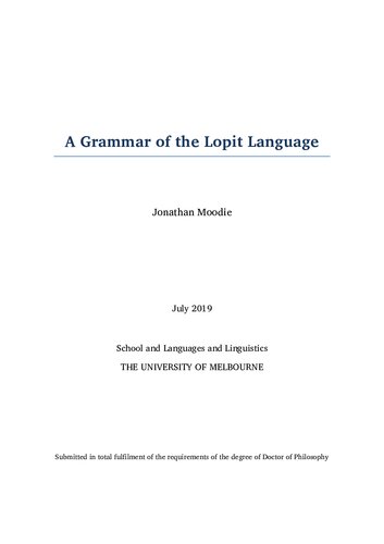 A Grammar of the Lopit Language