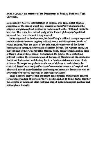 Merleau-Ponty and Marxism: From Terror to Reform