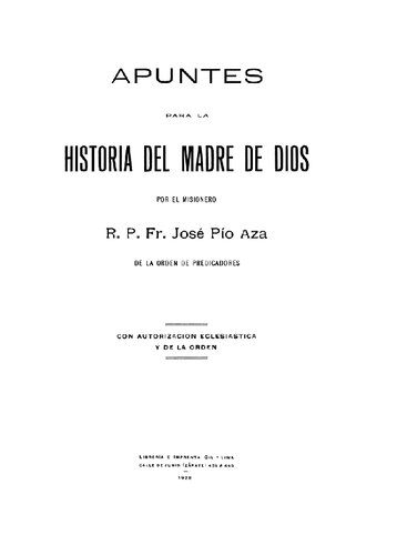 Apuntes para la Historia del Madre de Dios