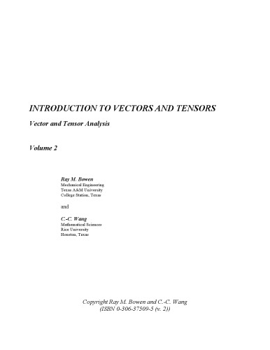Introduction to Vectors and Tensors Volume 2: Vector and Vector Analysis
