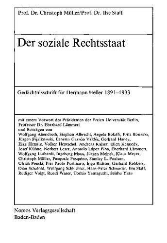 Der soziale Rechtsstaat: Gedächtnisschrift für Hermann Heller, 1891-1933