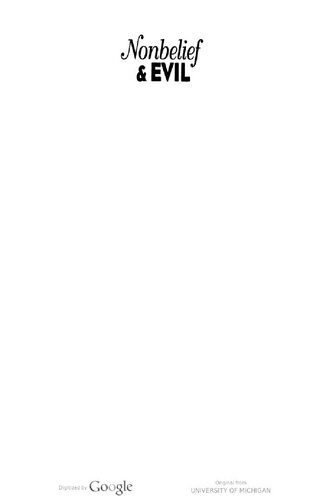 Nonbelief & evil : two arguments for the nonexistence of God