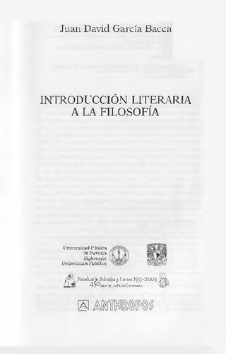 Introducción literaria a la filosofía