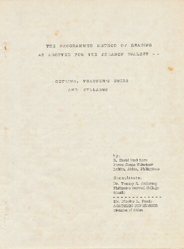 The programmed method of reading as adopted for the Aklanon dialect