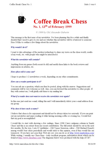 [Newsletter] Coffee Break Chess. No. 1-32