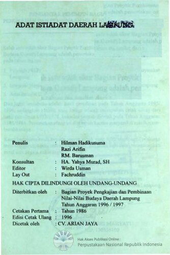 Adat Istiadat Daerah Lampung