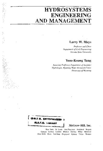 Hydrosystems engineering and management