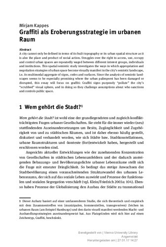 Graffiti als Eroberungsstrategie im urbanen Raum