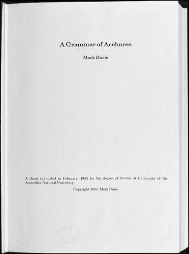 A Grammar of Acehnese