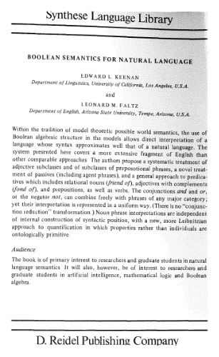 Boolean Semantics for Natural Language
