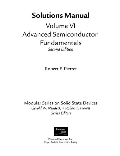 Advanced Semiconductor Fundamentals Solutions Manual