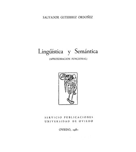 Lingüística y semántica: (aproximación funcional)