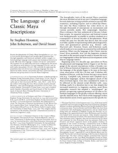 The Language of Classic Maya Inscriptions1