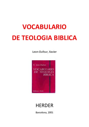 Vocabulario De Teologia Biblica