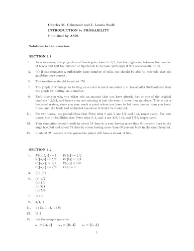 Introduction to Probability - Solutions Manual