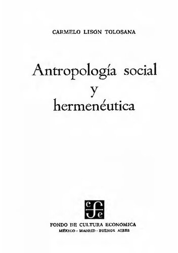 Antropologia Social Y Hermeneutica