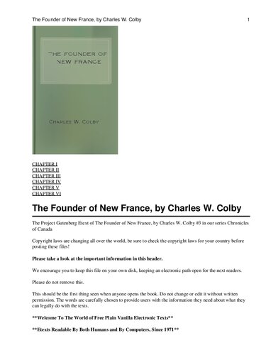 The Founder of New France; a chronicle of Champlain