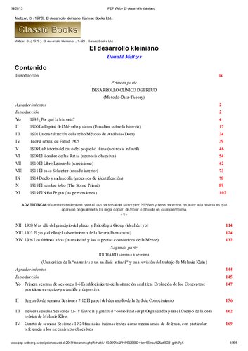 El Desarrollo Kleiniano