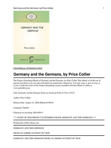 Germany and the Germans from an American Point of View