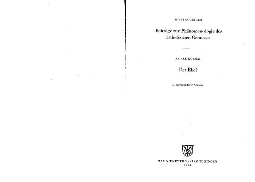Beiträge zur Phänomenologie des ästhetischen Genusses, Der Ekel
