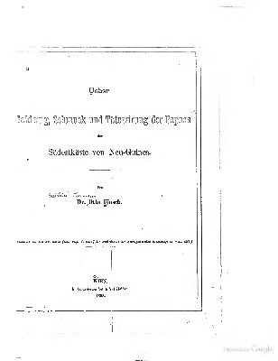 Ueber Bekleidung, Schmuck und Tätowirung der Papuas der Südostküste von Neu-Guinea