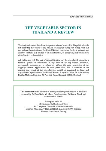 The Vegetable Sector in Thailand, a review