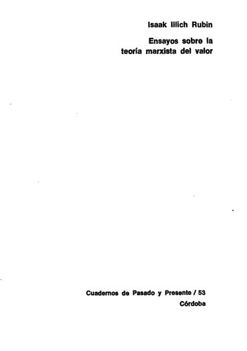 Ensayos Sobre La Teoria Marxista Del Valor