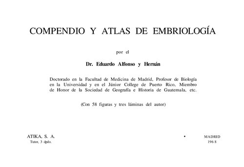 Compendio De Embriologia