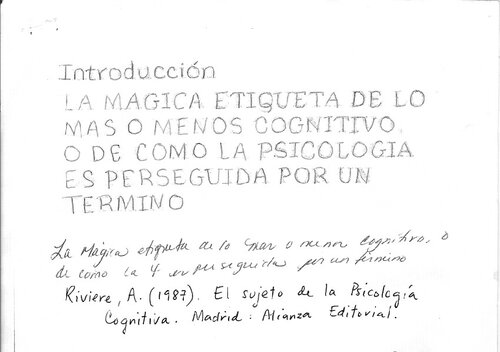 El Sujeto De La Psicologia Cognitiva