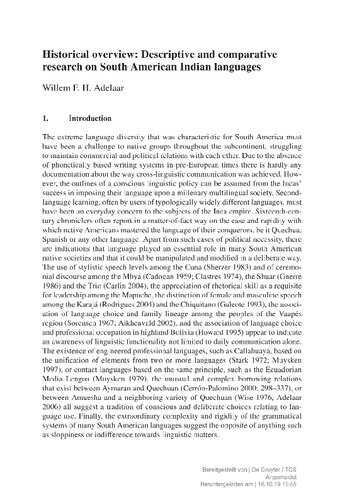 Descriptive and comparative research on South American Indian languages: Historical overview [Las investigaciones descriptivas y comparativas sobre las lenguas indígenas sudamericanas. Revisión histórica]