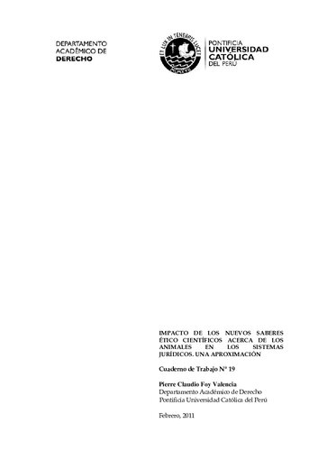 Impacto de los nuevos saberes ético-científicos acerca de los animales en los sistemas jurídicos. Una aproximación