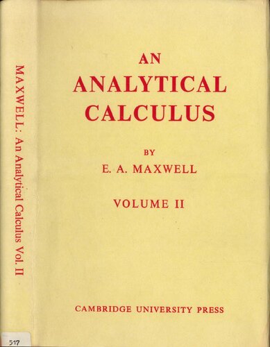 An Analytical Calculus, Volume 2