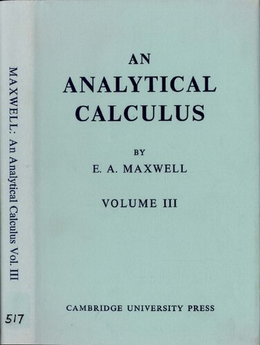 An Analytical Calculus, Volume 3