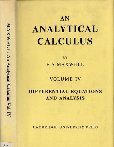 An Analytical Calculus, Volume 4