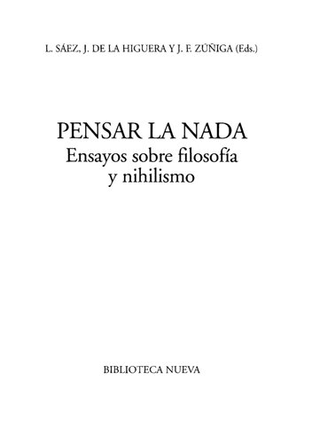 Pensar la nada:Ensayos sobre filosofía y nihilismo