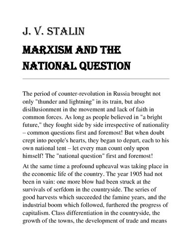 Marxism And The National Question