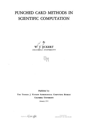 Punched Card Methods in Scientific Computation