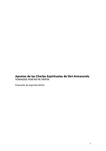 Apuntes de las Charlas Espirituales de Shri Atmananda