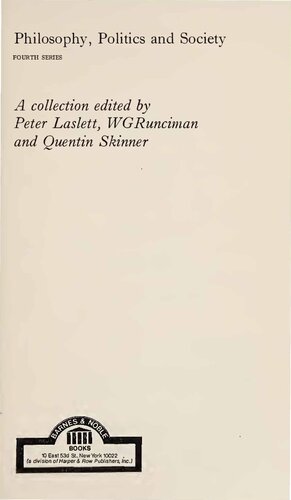 Philosophy, Politics and Society: Fourth Series