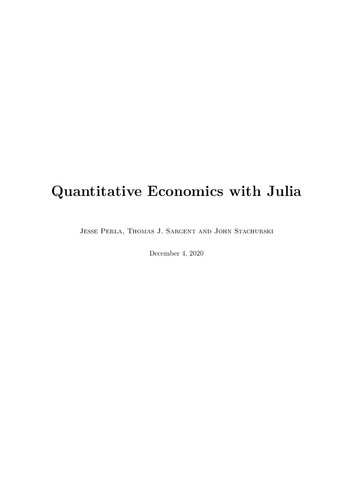 Quantitative Economics with Julia