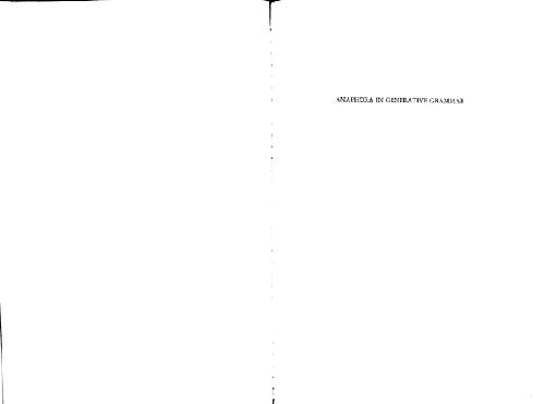 Anaphora in generative grammar