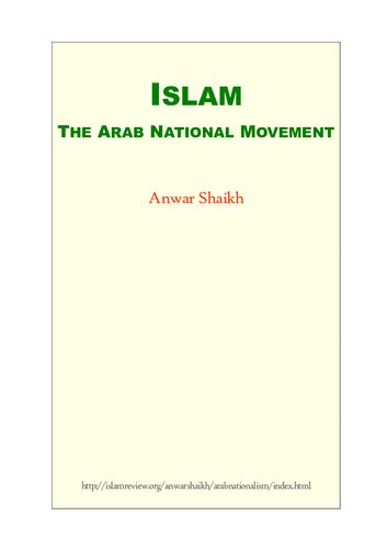 Islam, the Arab National Movement