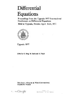 Differential Equations: Proceedings from the Uppsala 1977 International Conference on Differential Equations Held at Uppsala, Sweden, April 18–23, 1977