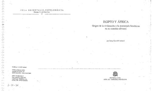 Egipto y África. Origen de la civilización y a monarquía faraónicas en su contexto africano