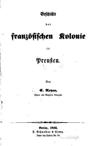 Die Entwicklung der französischen Kolonie in Preußen