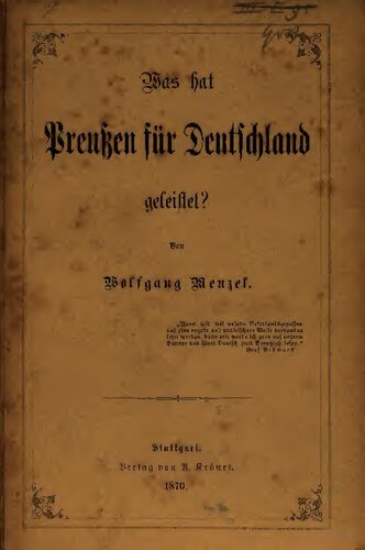 Was hat Preußen für Deutschland geleistet?