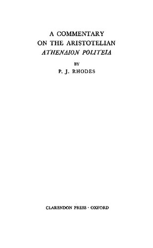 A Commentary on the Aristotelian Athenaion Politeia