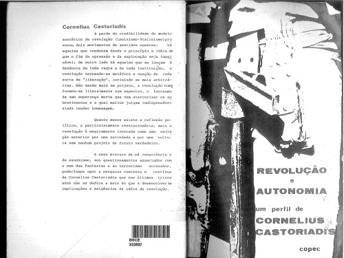 Revolução e autonomia - um perfil de Cornelius Castoriadis