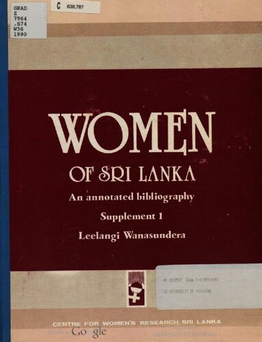 Women of Sri Lanka : an annotated bibliography. Supplement no. 1